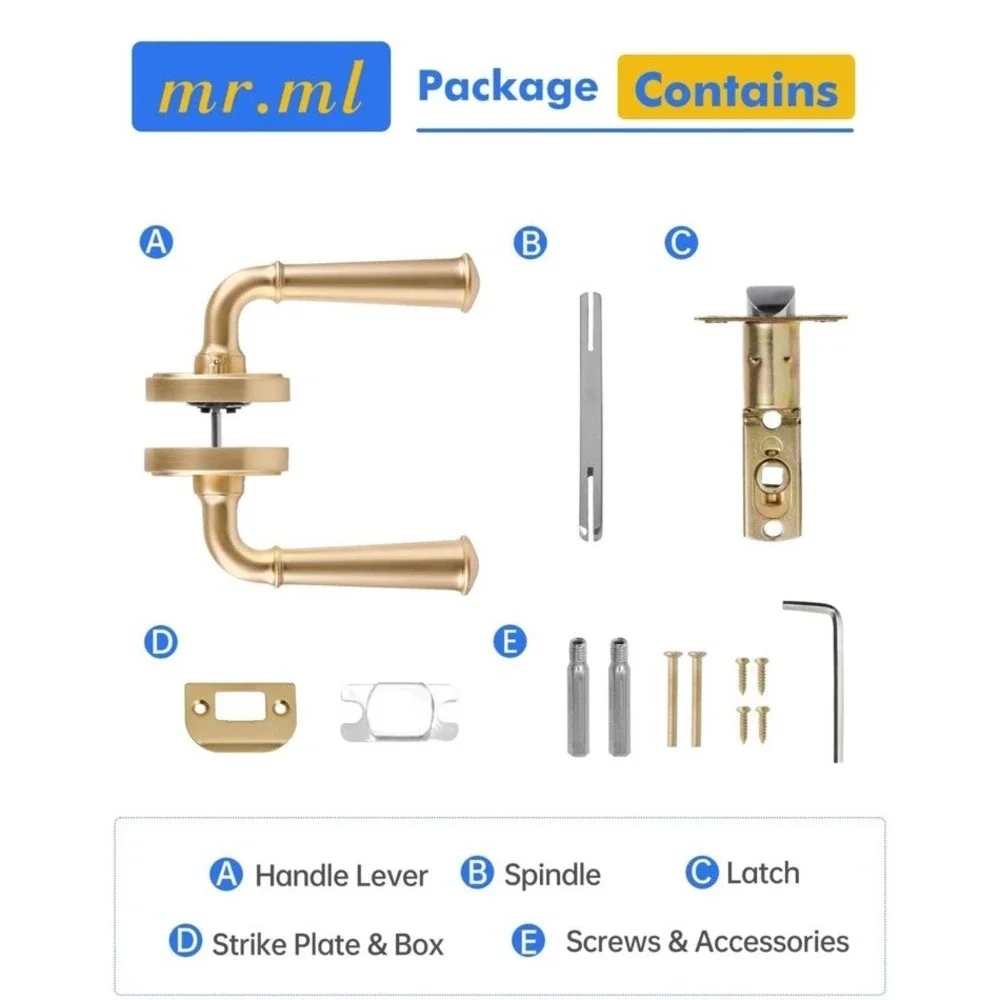 Brushed Gold Privacy Door Handle Interior Bedroom Bathroom Privacy Gold Door ...